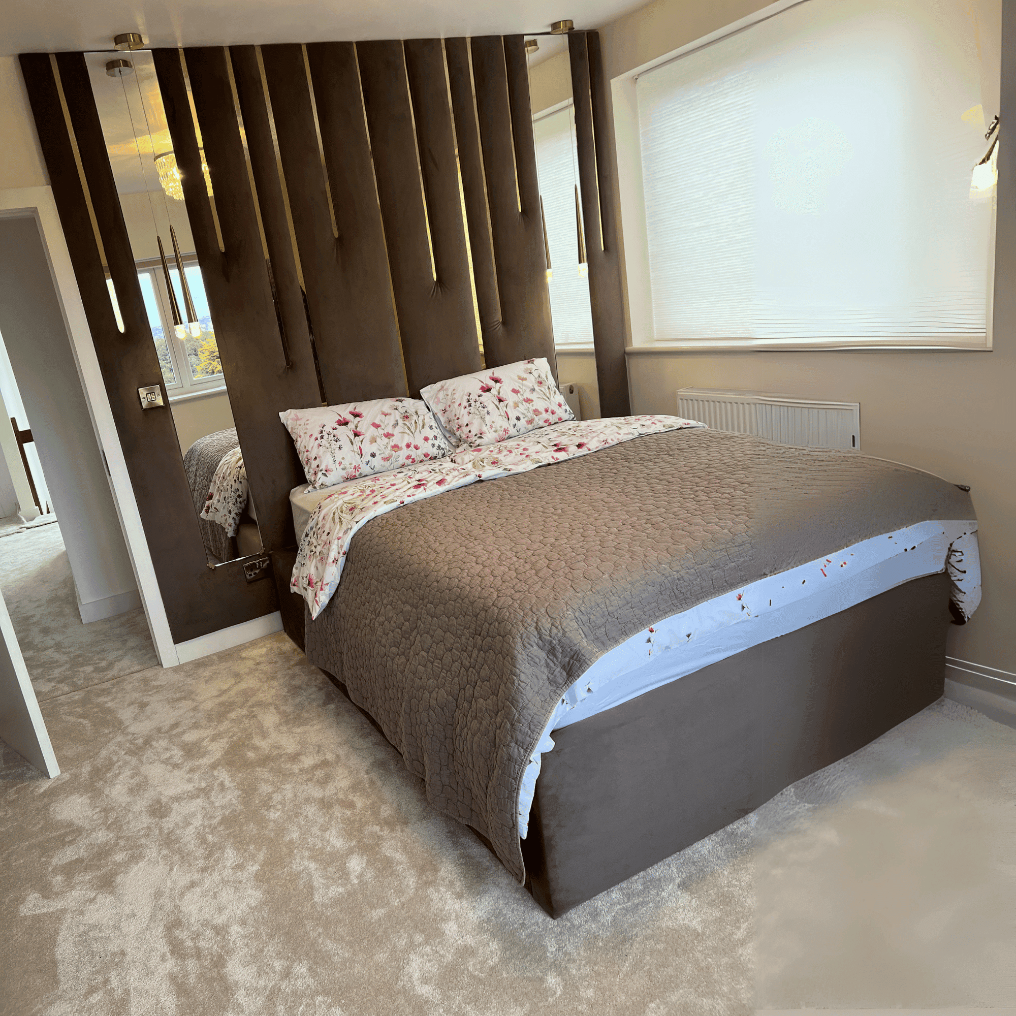 LuxeWall Panel Bed – Bespoke Upholstered Bed Frame with Full Installation - UK Beds Direct ltd