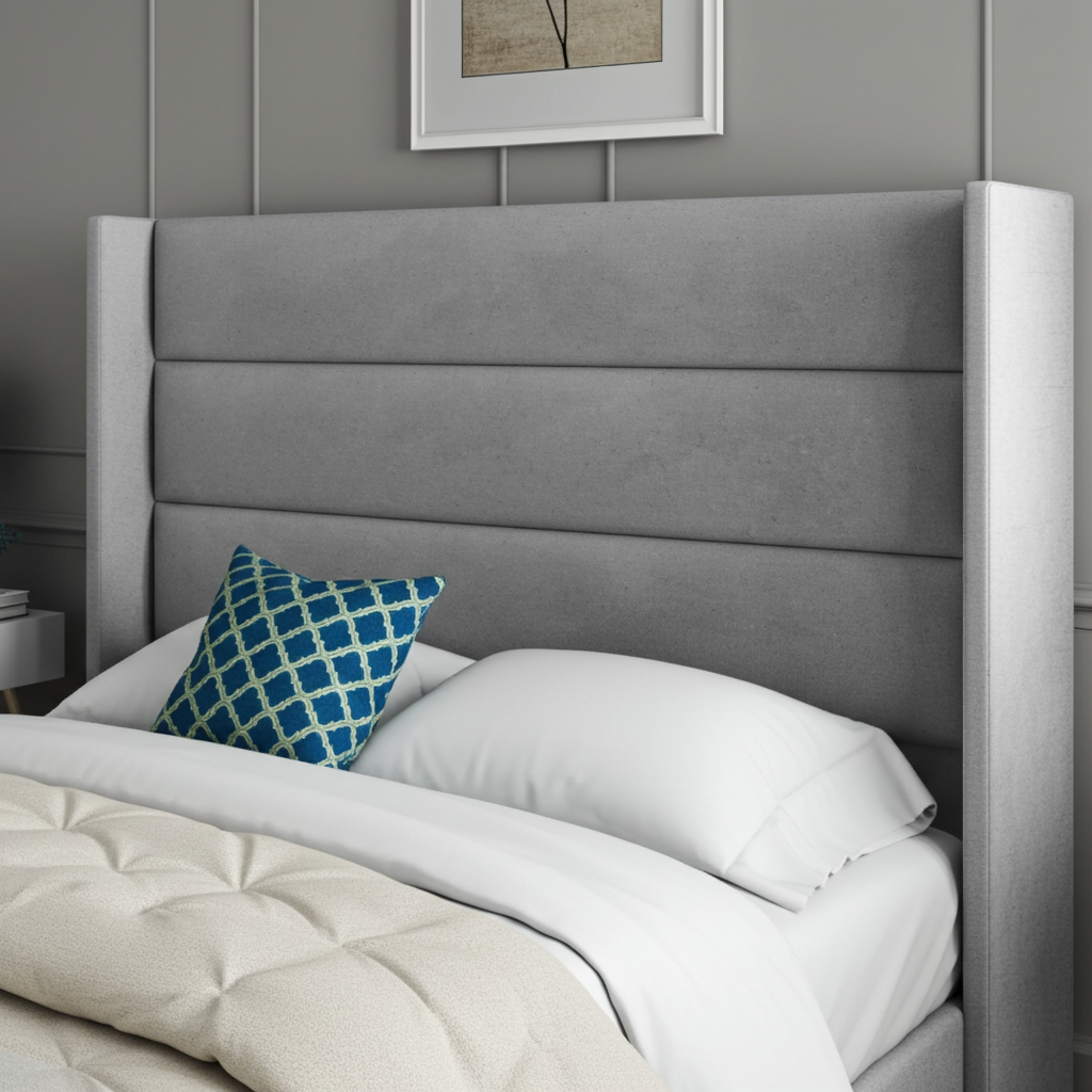 Oslo Straight Winged Bed Frame – Modern Minimalist Velvet Design