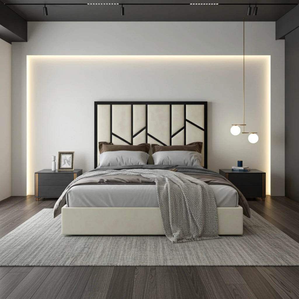 Luna Linear Upholstered Low Bed Frame