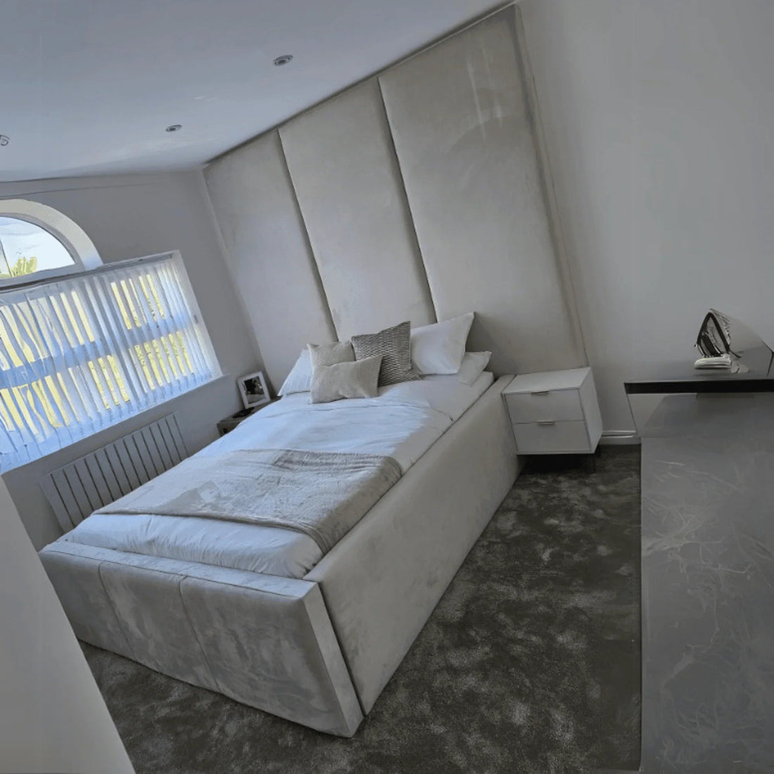 Elora Panel-Lined Upholstered Bed Frame – Modern Fabric Bed | UK Beds Direct