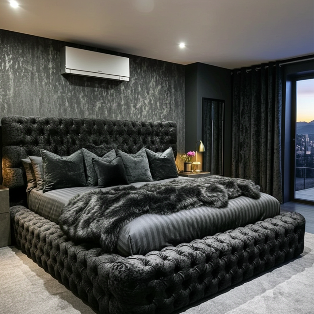 Grace Wide Panel Bed-Luxury Upholstered Bed with Storage Options