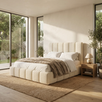 2026 Cloud Block Bouclé Upholstered Bed Frame – Luxury Fabric Bed UK