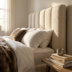 Cloud Block Bouclé Upholstered Bed Frame with Padded Panel Headboard