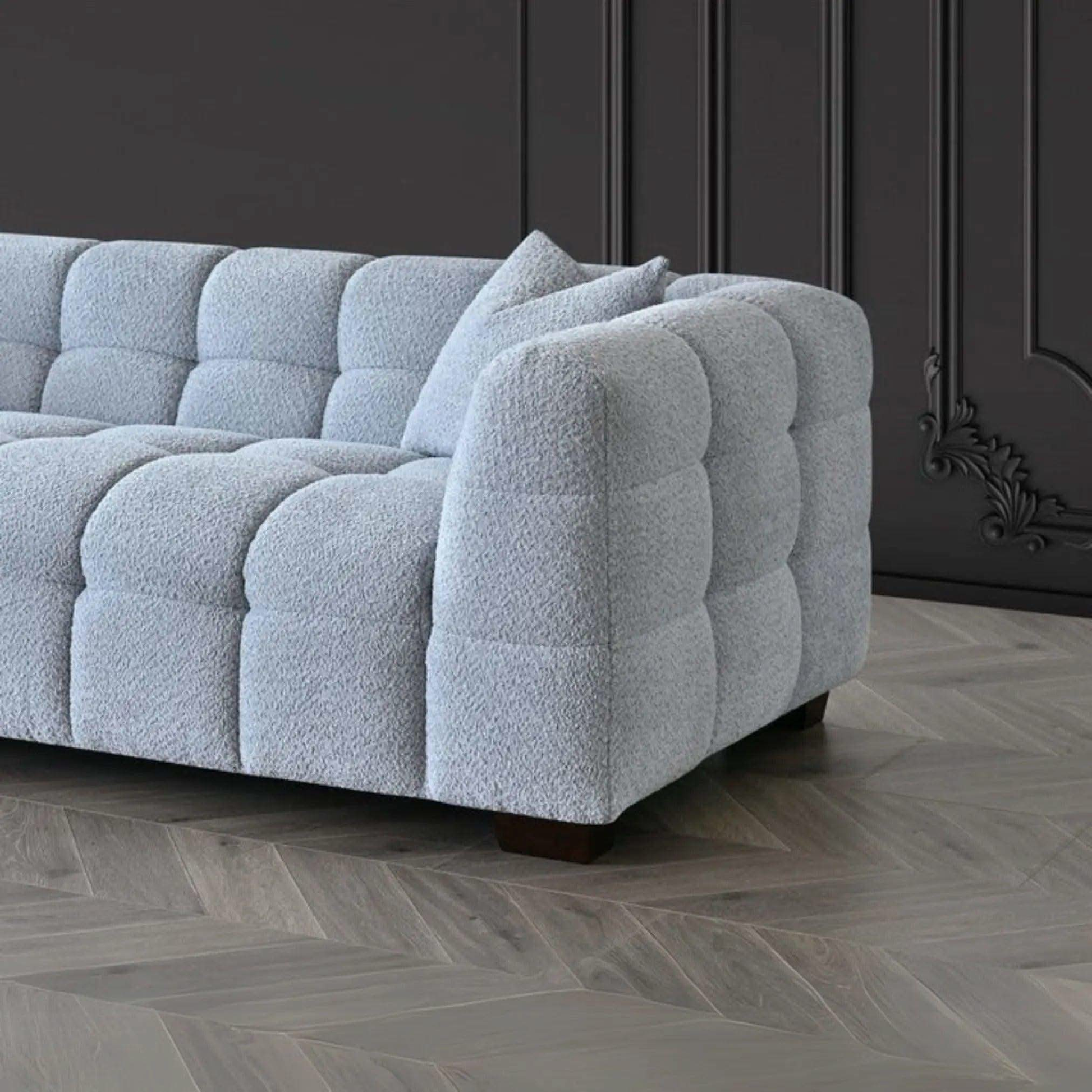 Aluxo Tribeca Sofa in Pearl Bouclé Fabric - UK Beds Direct ltd