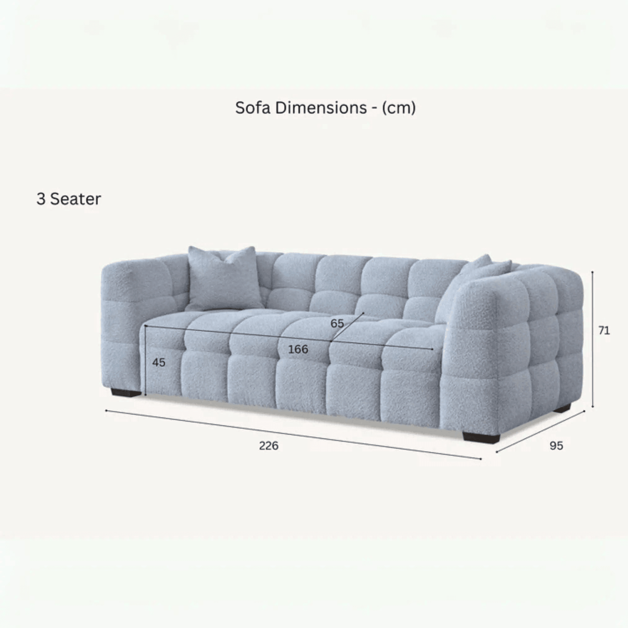 Aluxo Tribeca Sofa in Pearl Bouclé Fabric - UK Beds Direct ltd