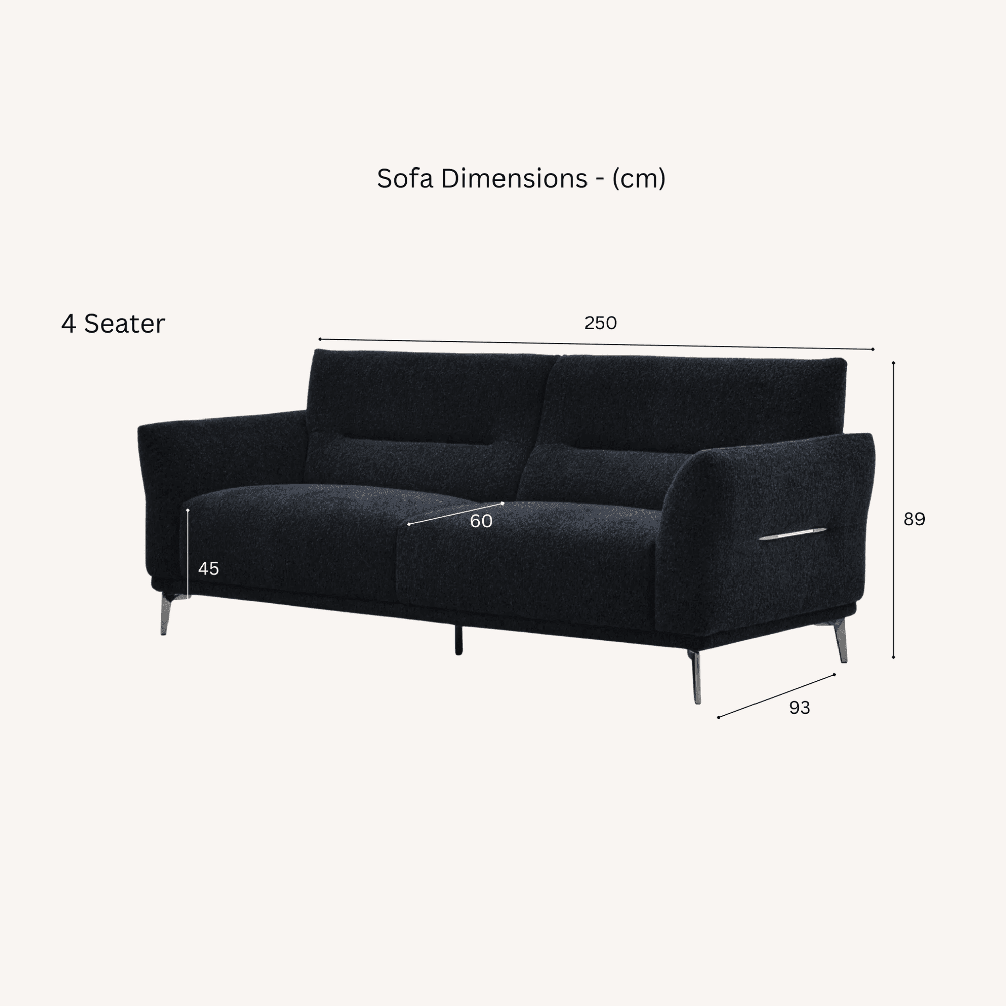 Aluxo Albany Sofa Range in Black Lux Boucle Fabric - UK Beds Direct ltd