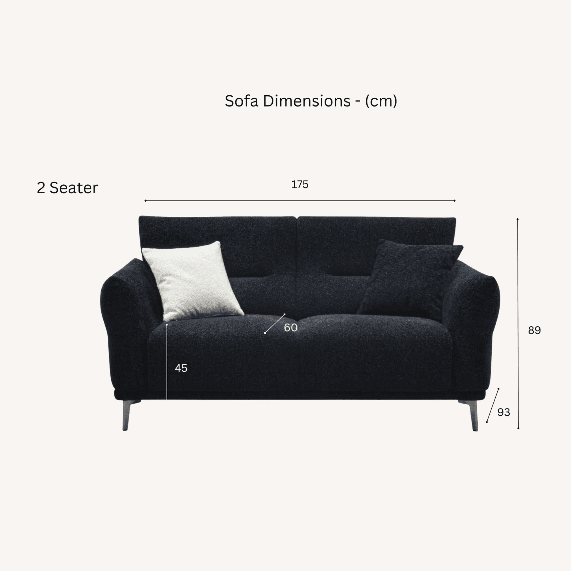 Aluxo Albany Sofa Range in Black Lux Boucle Fabric - UK Beds Direct ltd