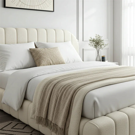 2025 Curve Cloud Bed– Ultra Comfort Upholstered Bed Frame | Luxury Fabric Bed UK