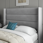 Oslo Straight Winged Bed Frame – Modern Minimalist Velvet Design