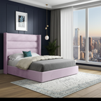 Oslo Straight Winged Bed Frame – Modern Minimalist Velvet Design