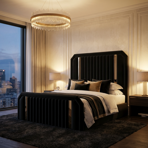 UKBedsDirect 2025 Dreamline Signature Bed – Luxury Upholstered Bed Frame with Gold/Chrome Accent Trim