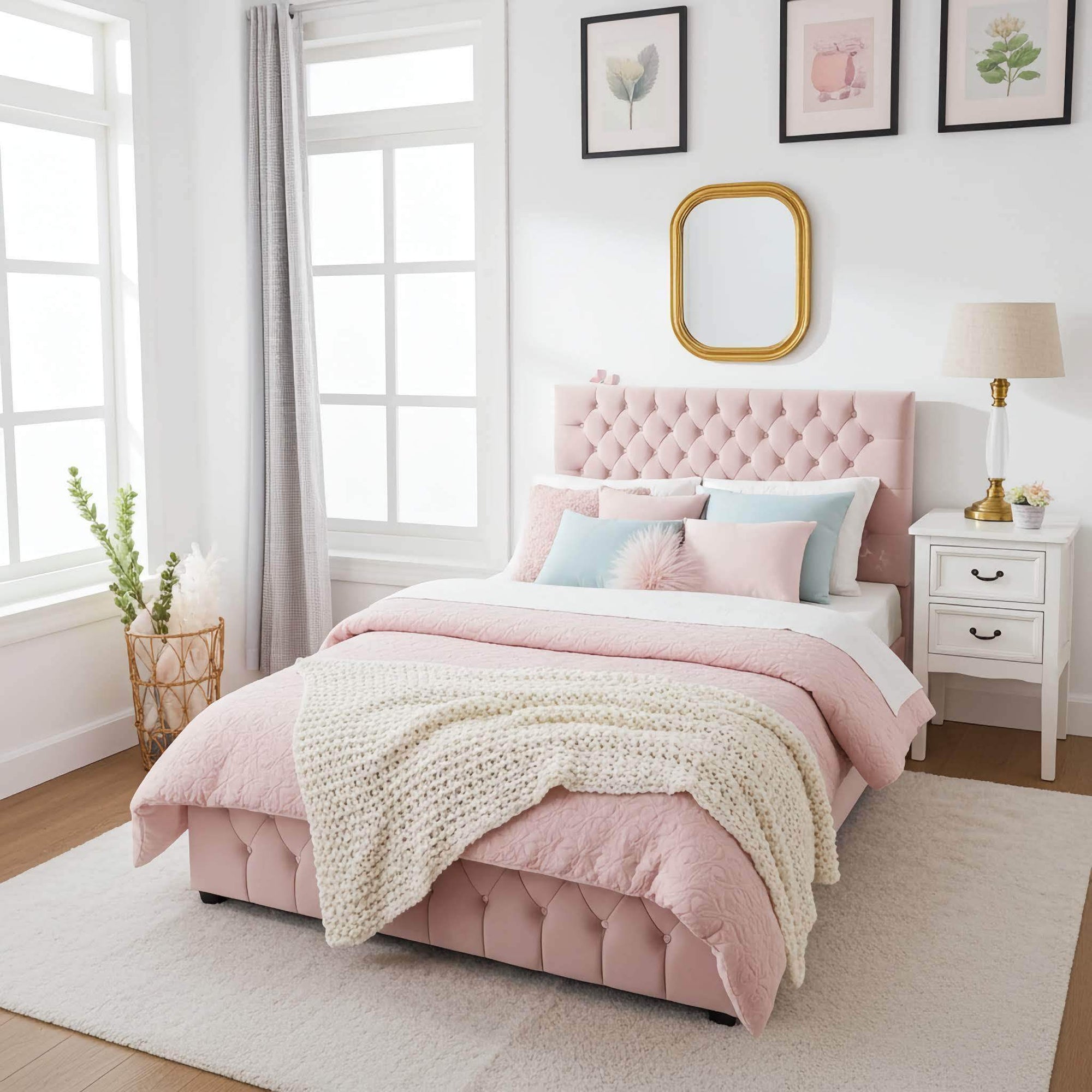 Luxury Arlo Upholstered Kids Bed Frame with Optional Ottoman Storage | UK Beds Direct - UK Beds Direct ltd