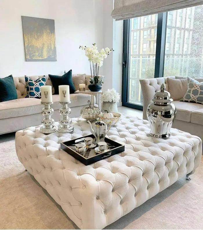 Finsbury One: Elegant Deep Square UK Stool - UK Beds Direct ltd